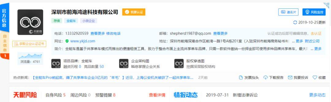 全能車App翻車背后：一份押金撬開所有單車，幕后公司坐擁27個商標