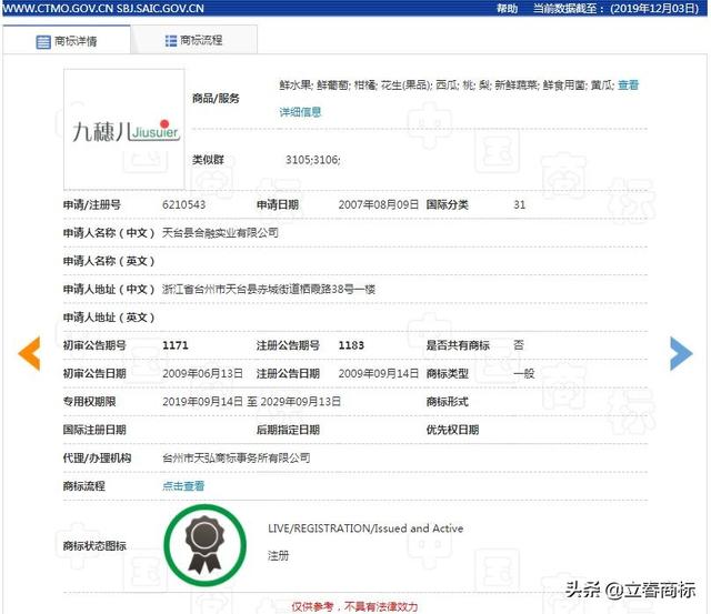 一枚商標，起拍1500，預估2000，成交價402000