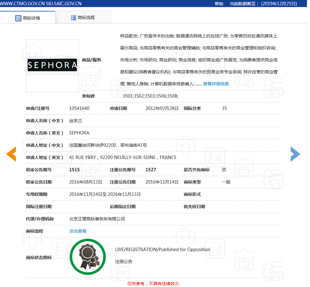 美妝巨頭絲芙蘭被東莞某公司搶注商標了？