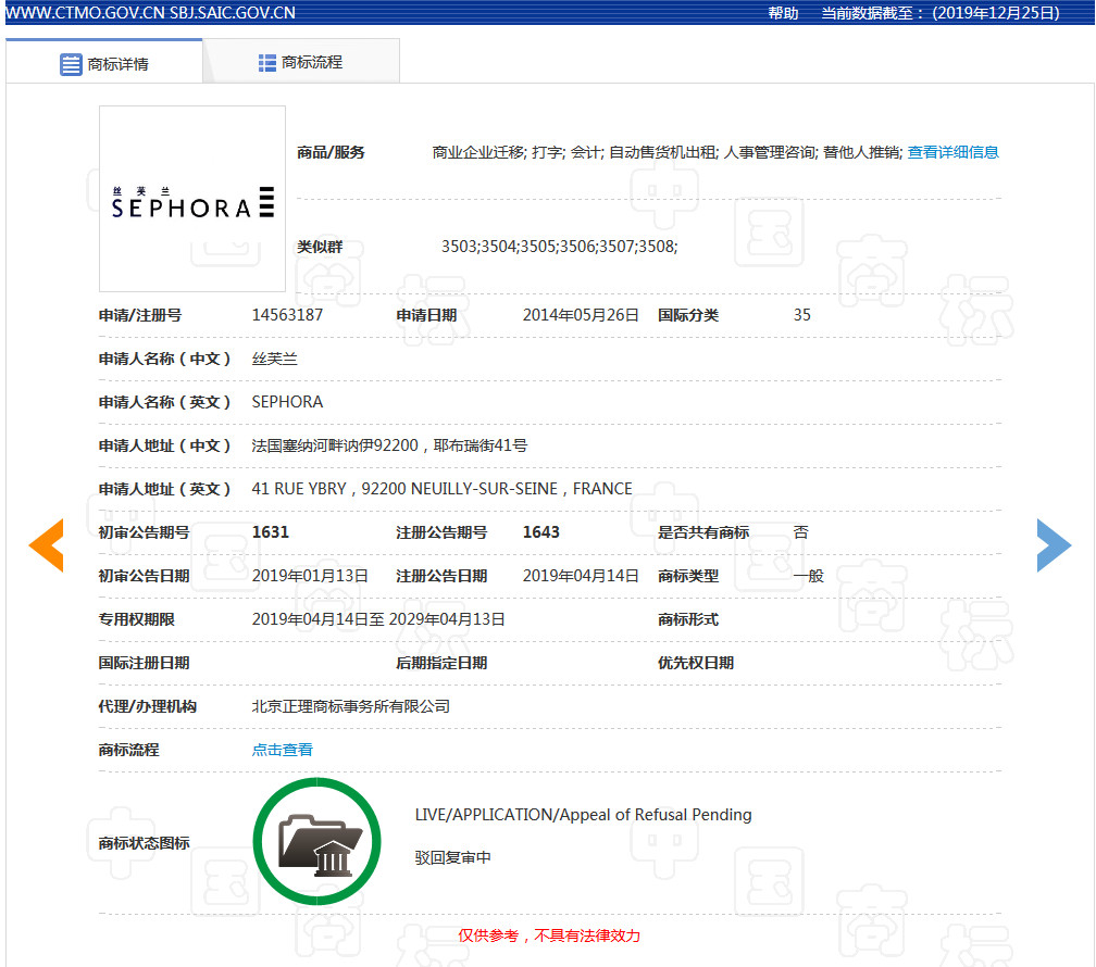 美妝巨頭絲芙蘭被東莞某公司搶注商標了？