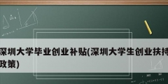 深圳大學畢業創業補貼(深圳大學生創業扶持政策)
