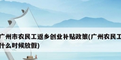廣州市農民工返鄉創業補貼政策(廣州農民工什么時候放假)