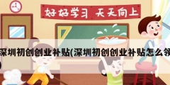 深圳初創創業補貼(深圳初創創業補貼怎么領)