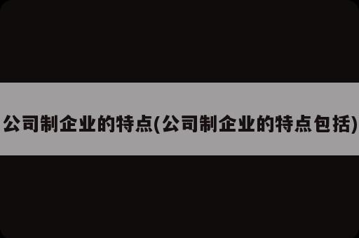 公司制企業(yè)的特點(diǎn)(公司制企業(yè)的特點(diǎn)包括)